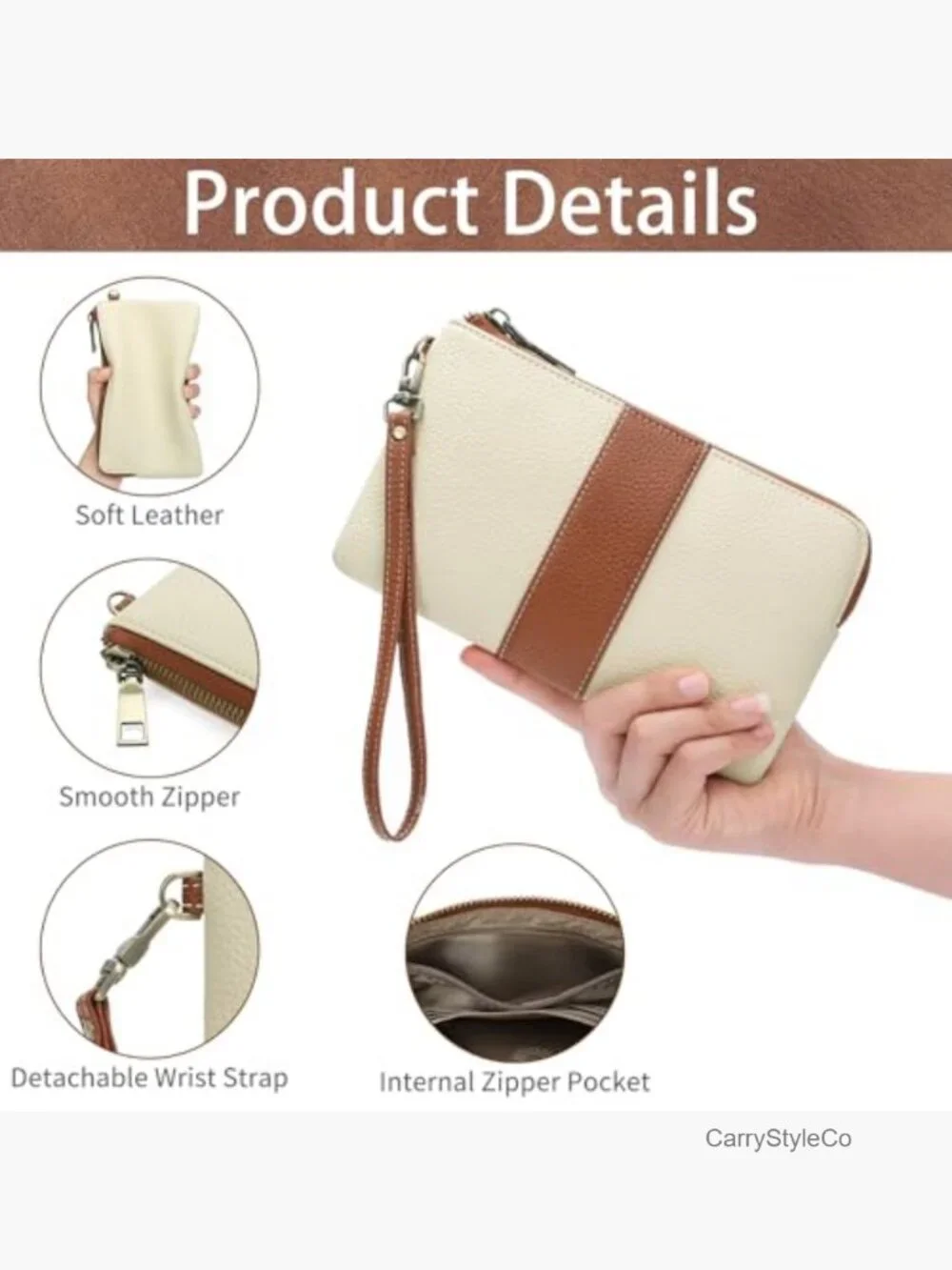 Wristlet Wallet RFID Blocking Vegan Leather Clutch with Wrist Strap 6 Card Slots